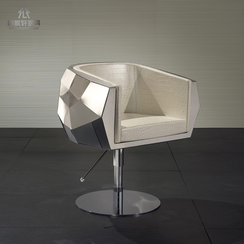 Nordic Crystal Chair Glass Fiber Light Lavish Armchair Dining Chair Crystal Bar Swivel Lifting Casual Chair