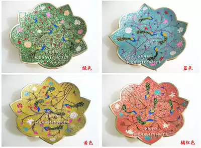 Indian pure copper fruit plate handmade painted fruit candy melon seed plate decoration plate European style home furnishings