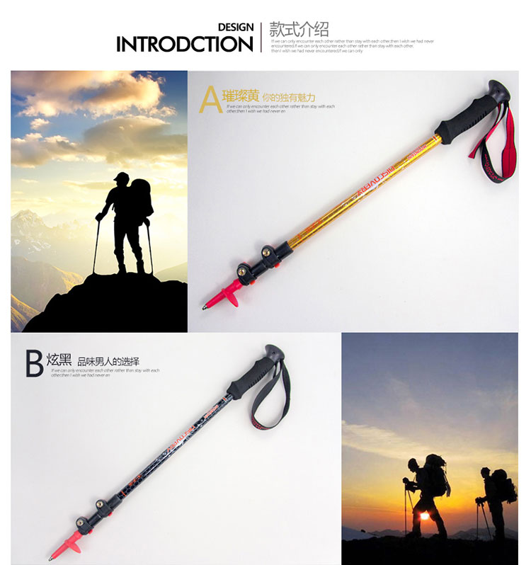 Xác thực MOUNTAIN YOYO giải trí chậm KHÁM PHÁ carbon hợp kim nhôm MMY xử lý thẳng khóa trekking cực - Gậy / gậy gậy chống trượt có đèn pin cho người già
