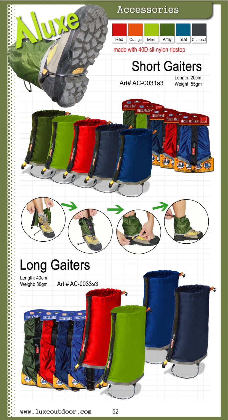 Hong Kong Lolls LUXE Ngắn Gaiters du lịch ngoài trời chân không thấm nước tuyết bìa siêu nhẹ tráng silicon vải giày lội suối