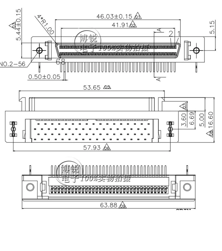 Ổ cắm TE/AMP SCSI68P chính hãng Đầu nối DB68PIN HPDB68 core chân cong ghế nữ 5787082-7