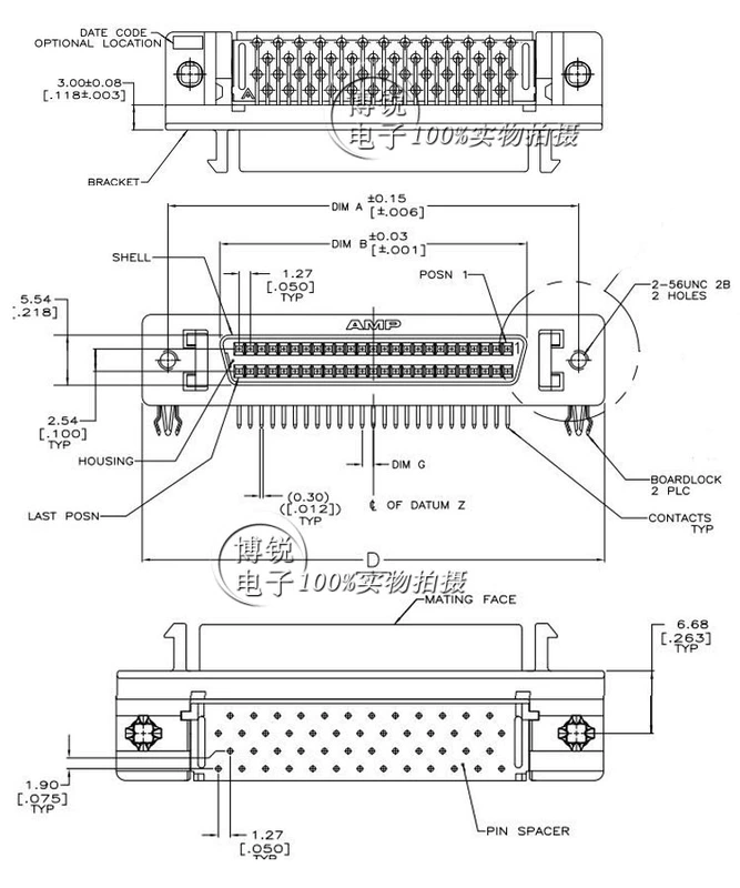 Ổ cắm TE/AMP SCSI68P chính hãng Đầu nối DB68PIN HPDB68 core chân cong ghế nữ 5787082-7