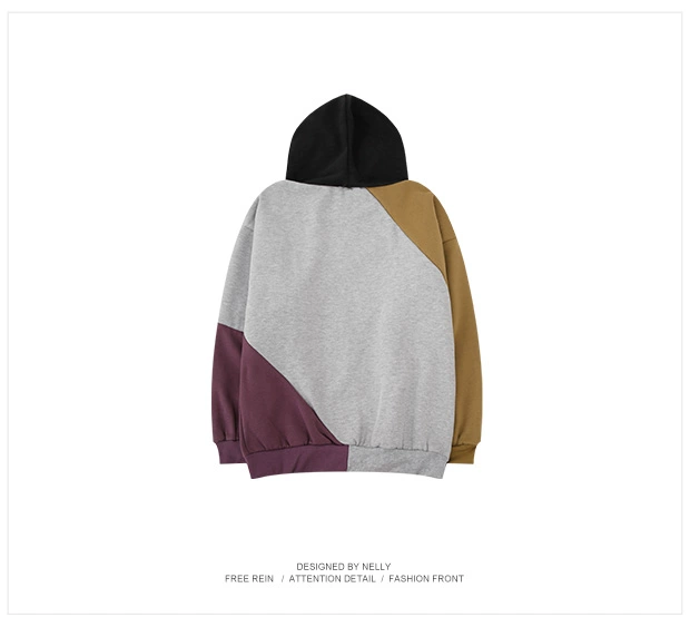 18AW retro đôi thủy triều thương hiệu hip hop màu khâu chữ áo len nam và nữ đôi áo khoác nước thủy triều quá khổ
