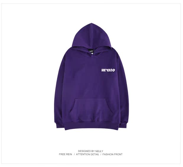 Đường phố mùa đông BF gió trùm đầu áo len màu xanh hoodie nam đẹp
