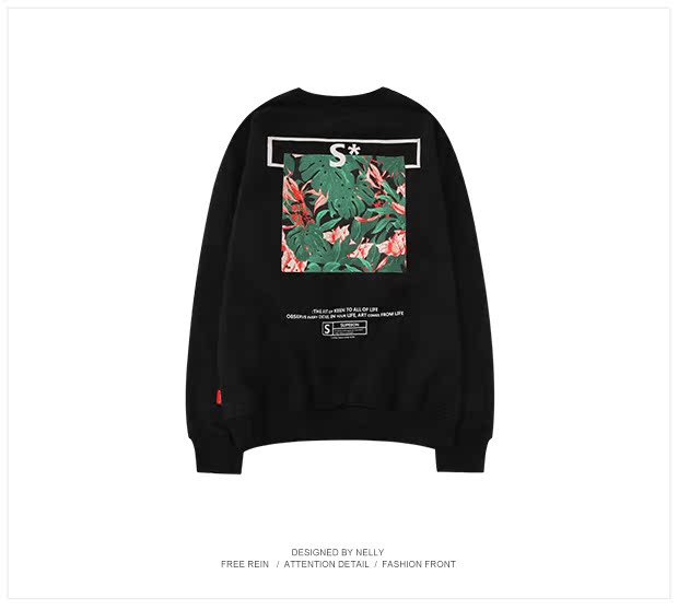 Áo len nam in hoa dài tay áo len cao cổ Hàn Quốc Mới Top 2018 Tide Thương hiệu Thanh niên mùa thu Cặp đôi nam nữ áo hoodie loang màu