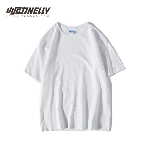 小尼力 Хлопковая однотонная трендовая футболка подходит для мужчин и женщин, короткий рукав