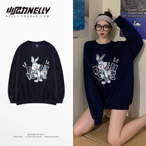 Autumn sweater mens fashion brand loose Port wind long-sleeved round neck autumn couple clothes Korean version of the trend plus velvet jacket