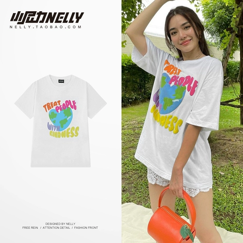 Мужская трендовая хлопковая летняя белая футболка с коротким рукавом в стиле хип-хоп, оверсайз, европейский стиль