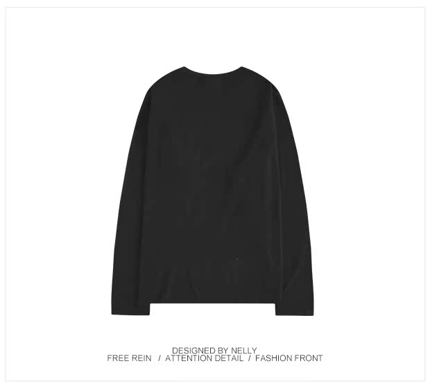 Mùa thu 2018 mới áo thun đen rộng nam và nữ sinh viên áo dài tay cotton giản dị bên trong áo sơ mi chạm đáy áo thun nam cao cấp
