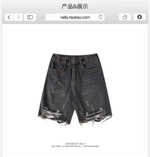 Mùa hè thông thoáng lỗ quần short denim Châu Âu và Hoa Kỳ đường phố retro phá hủy voi ma mút mất năm quần nam và nữ - Quần short quần áo nam đẹp