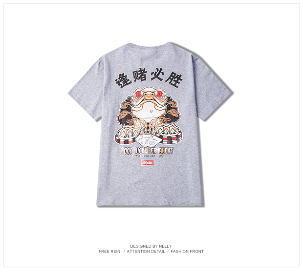Mùa xuân và mùa hè mới cổng gió đường phố retro nam tay ngắn hip-hop xu hướng thả vai lỏng lẻo cổ tròn áo thun học sinh ngắn áo thun trắng trơn