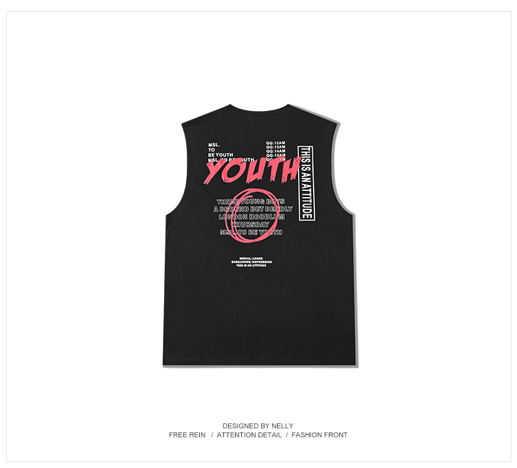 Guochao ins xu hướng letter in ấn vest vest nam Châu Âu và Mỹ đường phố hip hop hiphop không tay T-Shirt mồ hôi vest