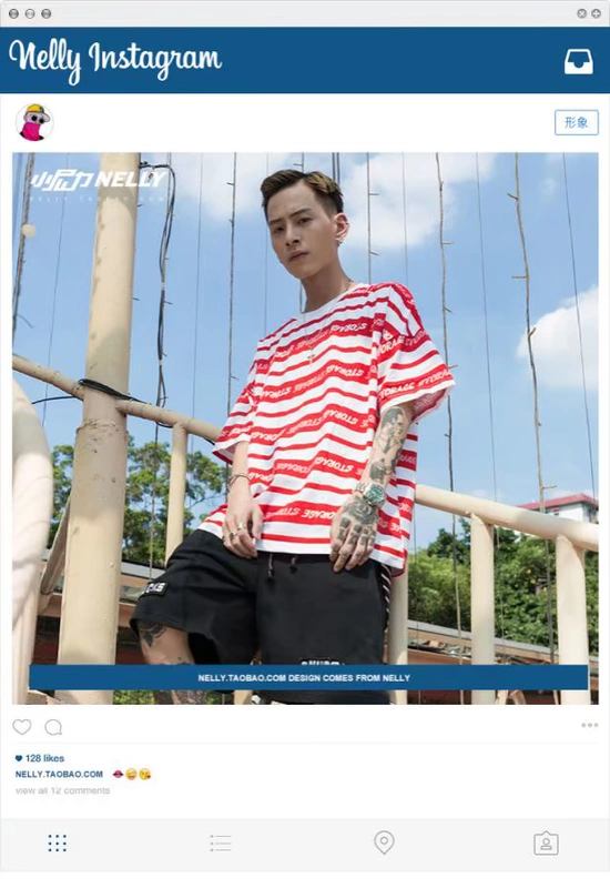 Châu Âu và Mỹ high street oversized couple áo thun sọc ngắn tay nam và nữ với cùng một đoạn áo thun nửa tay hip-hop