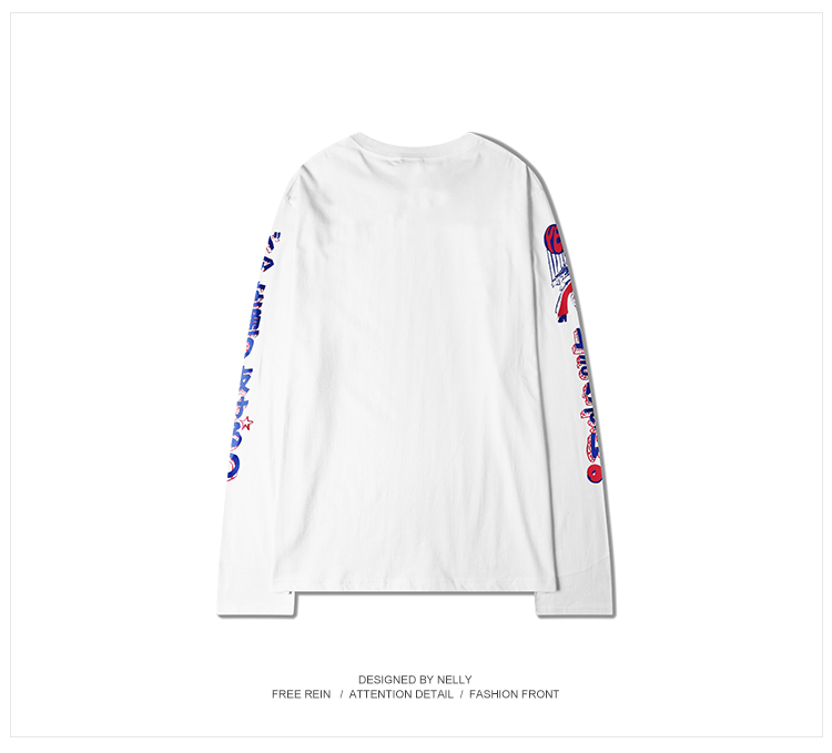 Retro Châu Âu và Châu Mỹ Phim hoạt hình OVERSIZE Áo phông dài tay hip hop Nhật Bản 18FW Áo sơ mi nam và nữ áo thun trơn nam