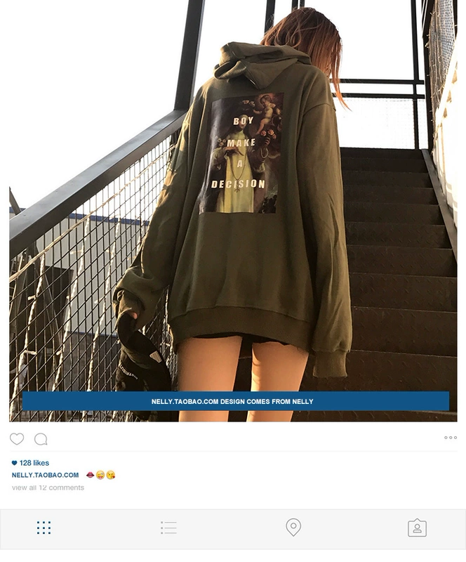 Châu Âu và Hoa Kỳ thương hiệu thủy triều quá khổ lỏng lẻo mũ trùm đầu dày áo len nam retro hip hop những người yêu thích áo khoác thủy triều