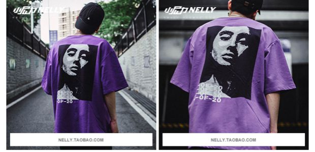 Retro Nhật Bản quốc gia hip hop màu tím quá khổ nam và nữ giản dị áo sơ mi tee tay ngắn đôi nhảy đường phố áo thun polo nam
