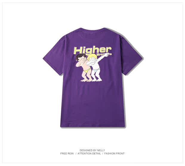 Mới Châu Âu và Mỹ minh họa xu hướng hip hop cotton Áo thun nam Nhật Bản retro nam và nữ cặp đôi đáy áo mùa hè lỏng lẻo áo khoác đôi nam nữ