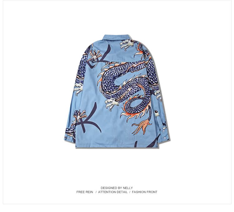 Áo sơ mi retro phong cách Trung Quốc nam mùa thu dụng cụ áo dài tay thủy triều thương hiệu thanh niên cotton giản dị kiểu áo dài tay lỡ đẹp