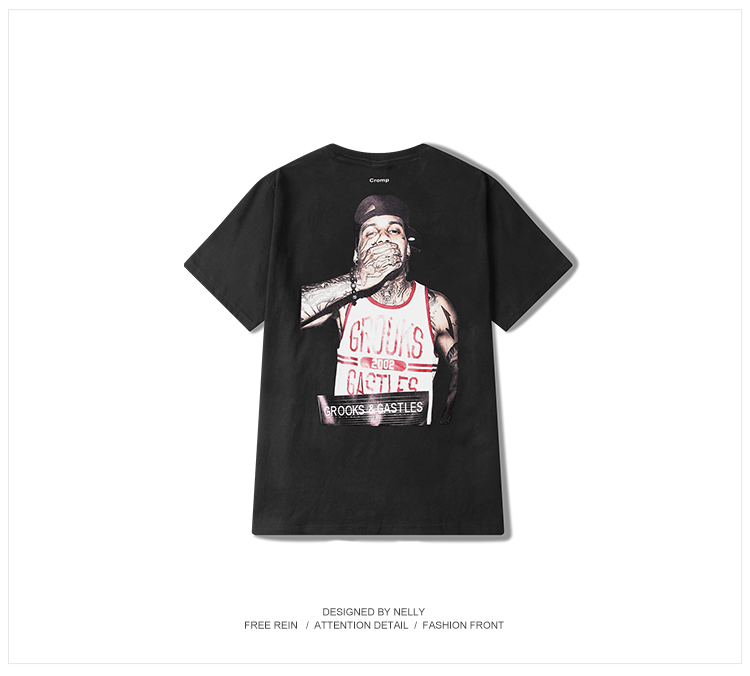 Vài người đàn ông ngắn tay và phụ nữ hip-hop t-shirt xu hướng Châu Âu và Hoa Kỳ thời trang đường phố thương hiệu hiphop triều quốc gia ins siêu lửa in ...