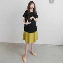 Japanese pregnant women summer dress Chiffon dress Summer net red fashion loose thin large size pregnant womens top