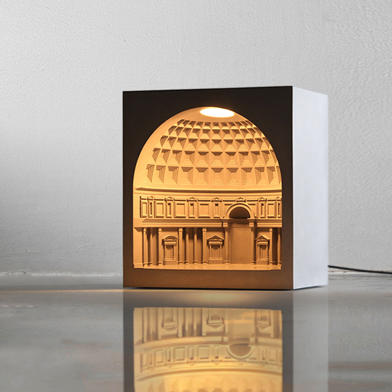 Mud country original Pantheon cement table lamp ornaments Designer gifts ins creative classic architectural night light