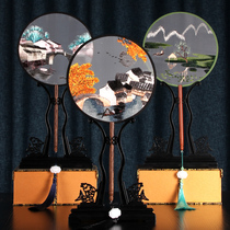  Ancient style double-sided embroidery group fan Chinese style court Hanfu Palace fan gift translucent round cheongsam fan Female summer