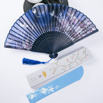 Ancient style fan Womens Chinese style Classical Hanfu portable small folding fan Japanese dance folding fan tassel