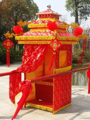 Golden wedding wedding film and television props dragon and phoenix with three folding sedan chair Chinese wedding supplies hot sale