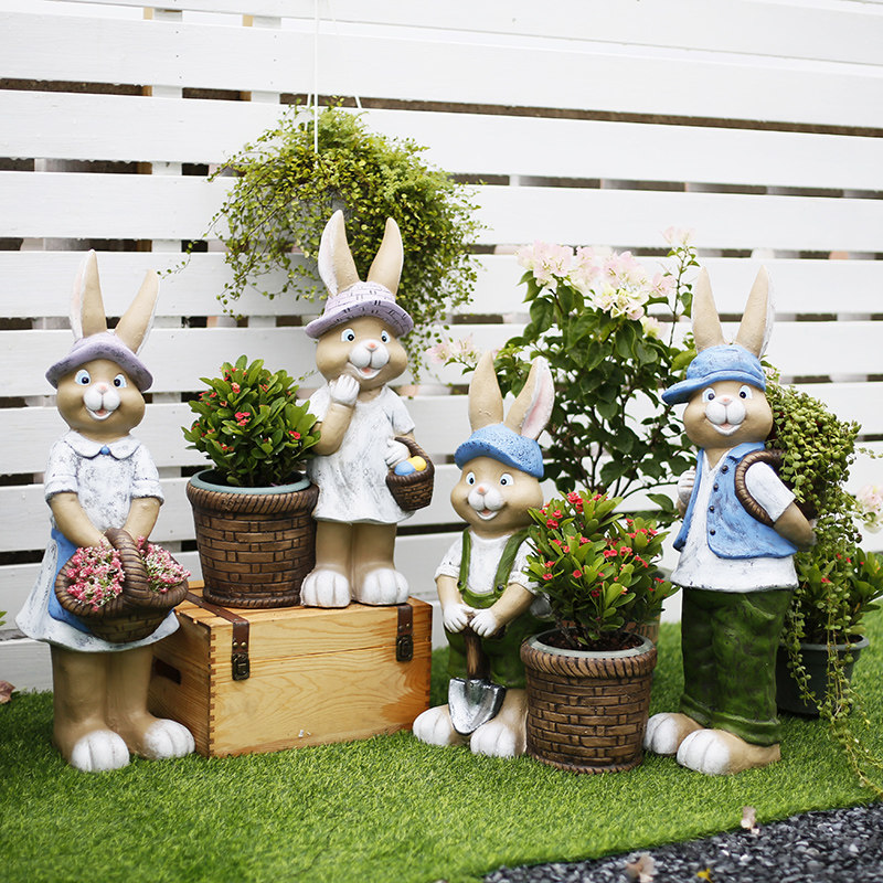 Eurostyle rabbit flowerpots swing pieces large size garden decorated outdoor open-air Balcony Kindergarten Casual Farm Creative Placement