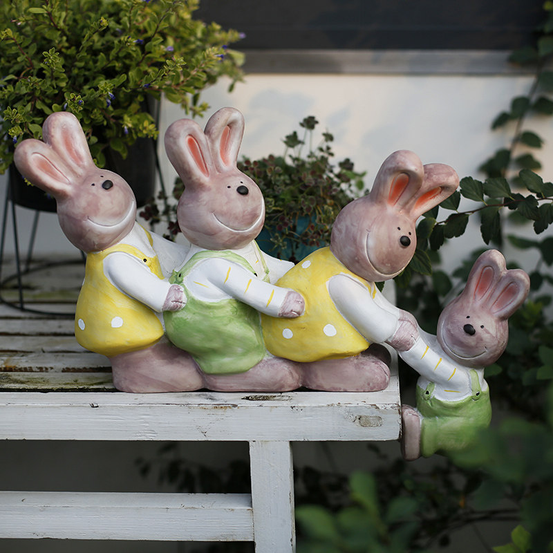 Creative Pendulum pieces Desktop Home Accessories Cozy Garden Courtyard Decorate Cute Rabbit Bedroom Living Room resin Process