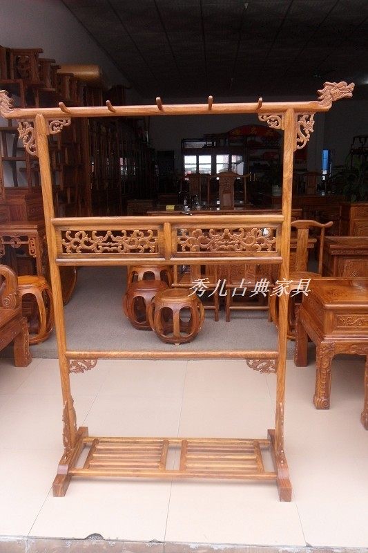 Hedgehog rosewood solid wood multi-purpose rack Classical mahogany hanger Coat rack 1 bath towel towel rack