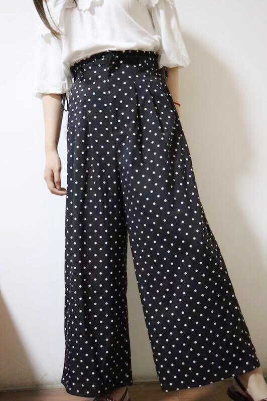 Day Order 19 New single breathable anti-wrinkling retro-point loose display slim height waist 100 hitch pants woman