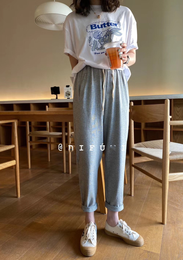 2021 summer new single D comfort easily cool and breathable hemp cotton sports Harun pants 2027