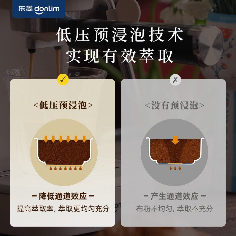 Donlim Dl-6400 Fully Semi-Automatic Household Coffee Machine Small Temperature Visual Display Milk Frother