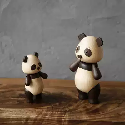 Chinese element national treasure panda handmade cute ornaments animal cartoon model solid wood craft creative gift