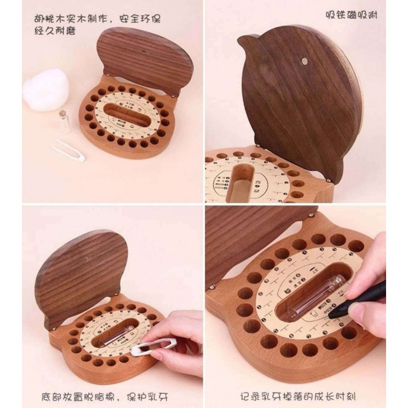 (Sheng Shaw Suckling Box) Baby Storage Tooth Box Children Solid Wood Tooth Box Creative Collection Dental House Children Presents