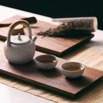 Japanese-style black walnut handmade tea tray high-end wooden rectangular tray household paint-free simple dry tea table