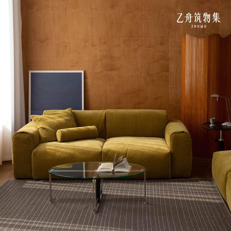 Yizhou Building Collection | Kumo Sofa, Retro Style Modular Fabric Sofa, Living Room Single-Seater, Floor-Standing, Small Apartment, Straight Row.