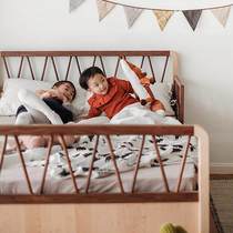 Ezhou building material collection star childrens bed Nordic modern multifunctional telescopic double-layer mother bed high and low bed wood wax oil