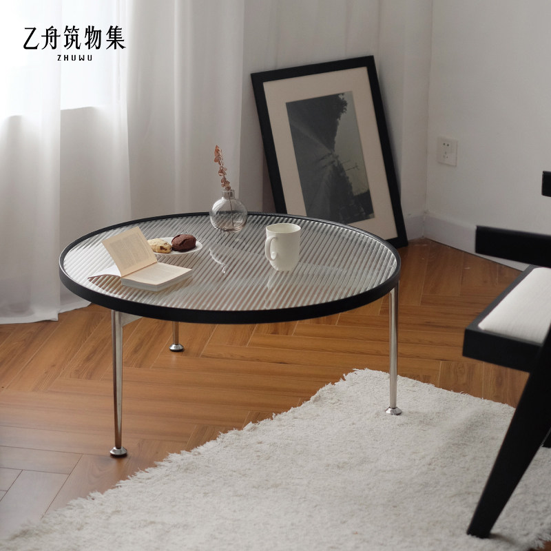 Yizhou building set original lake light tea table Nordic simple tempered glass solid wood light luxury modern small apartment round