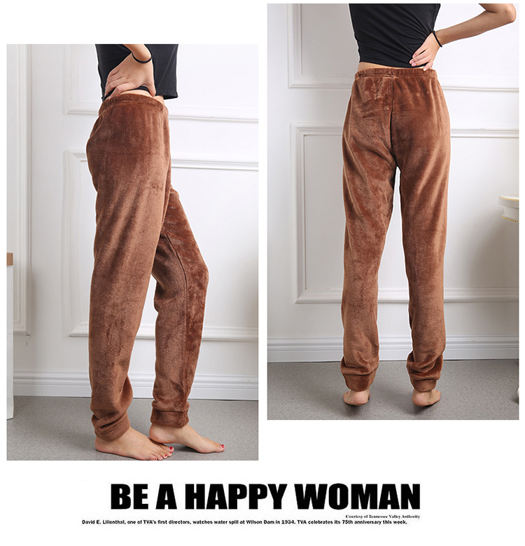 Quần pyjama quần nữ san hô nhung mùa thu và mùa đông da cừu dày lên kích thước lớn đồ ngủ lông cừu quần thường nhà thời trang mặc nhà