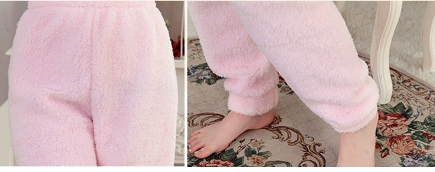 Quần pyjama quần nữ san hô nhung mùa thu và mùa đông da cừu dày lên kích thước lớn đồ ngủ lông cừu quần thường nhà quần áo thể thao