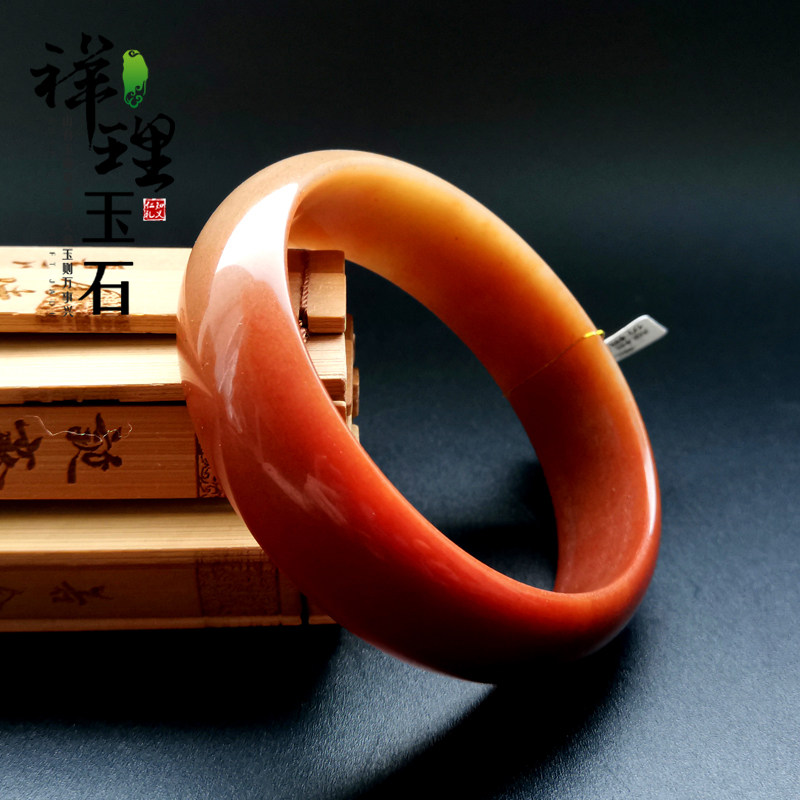Yu Taisui She is too Red Red Sugar Color Bracelet A Goods Color Jade Original Color Female WANG FU LIVE BAND CERTIFICATE