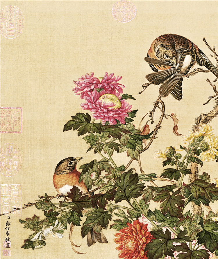 郎世宁高清微喷画宫廷国画复古怀旧艺术挂画玄关客厅装饰-Taobao-Tmall