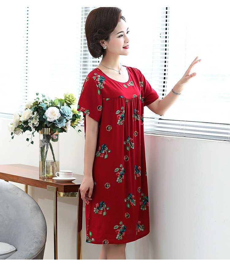 Mẹ tải mùa hè mỏng mảnh rayon ngắn tay về nhà đêm cotton trung niên cotton lỏng lẻo bà bầu mặc đồ ngủ - Quần áo của mẹ mẫu áo sơ mi cho u60