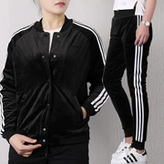 Adidas Adidas nữ phù hợp với mùa đông 2019 mới giản dị cổ áo đứng áo khoác chân quần quần bó sát