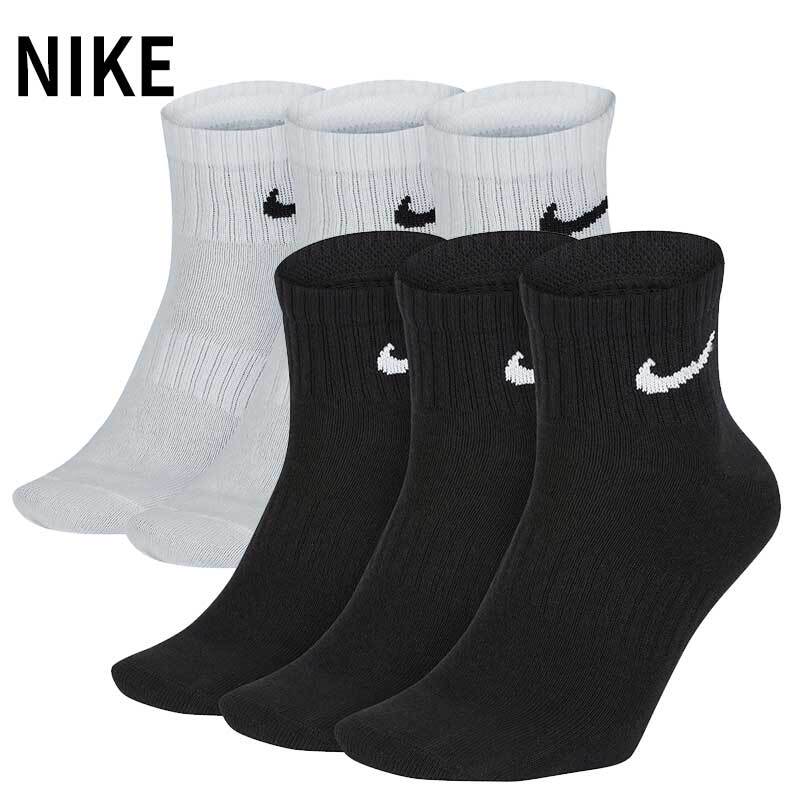 Nike Nike Men's and Women's Socks Spring New Thin Three-Pair Pack Black and White Socks Breathable Mid-Calf Boat Socks Sports Socks