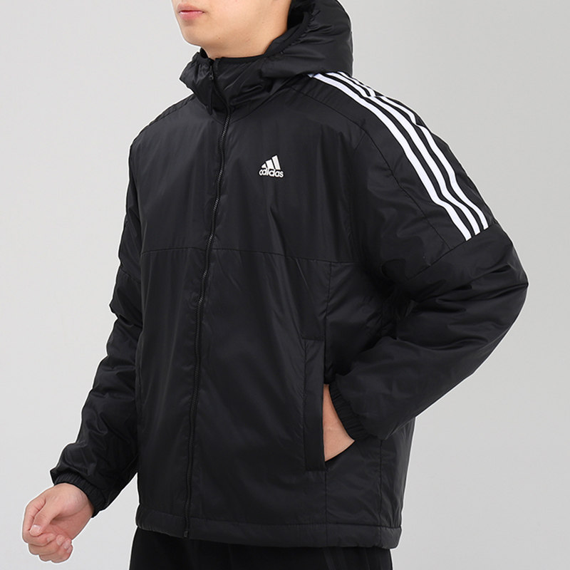 阿迪达斯外套男装2020秋季新款连帽运动服防风三道杠软壳衣GH4601