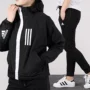 Adidas suit nữ 2019 xuân mới quần áo thể thao có mũ trùm đầu áo khoác sát chân quần - Thể thao sau quan ao the thao nu