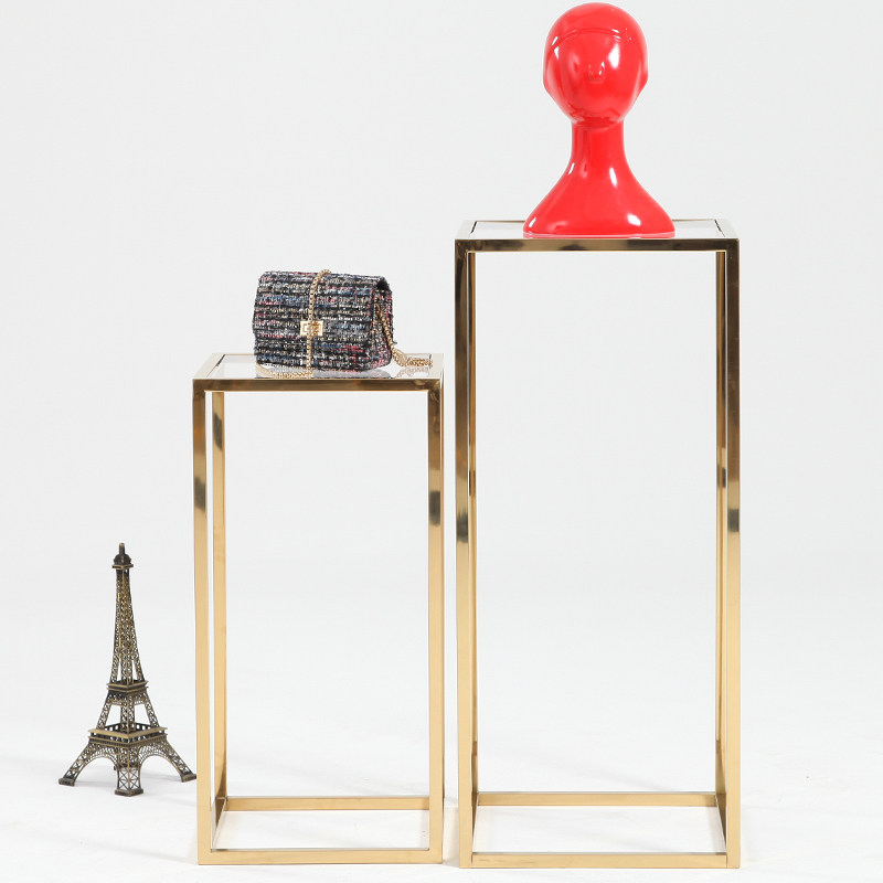 Clothing store display rack rectangular high and low display rack golden shoe bag rack shopping mall floor-to-ceiling island table running water table